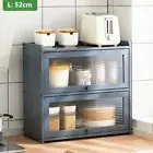 Bamboo Kitchen Countertop Cupboard Pantry Kitchen Storage Cabinet Clear Showcase