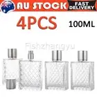 4x 100ML Refillable Perfume Atomizer Empty Flat Glass Spray Bottle Containers OZ
