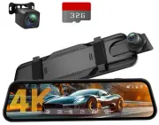 4K Rear View Mirror Camera, 10'' Mirror Dash Cam with Front and Rear Cameras [A]