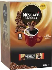 Nescafe Blend 43 Instant Coffee Sticks Sachets Medium Roast Office 1.7g X 120 Pk
