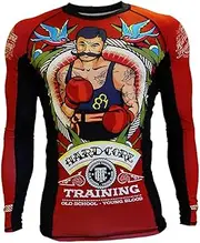 [Hardcore Training] Old Tattoo 2.0 Men's Rash Guard Compression Long Sleeve MMA No-Gi Tight BJJ Grappling Base Layer Fitness