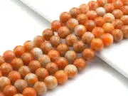 Natural Orange Calcite, 10mm Round Smooth, Natural Calcite Beads, 15.5" Full