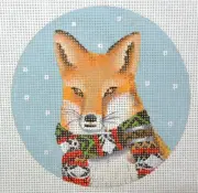 Hand-painted Needlepoint Canvas, Winter Fox, 18" mesh, NEW
