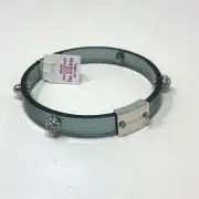 Lia Sophia Bracelet Gray Blue Translucent Silver Beads Rhinestones Medium Bangle