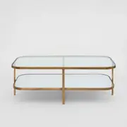 [OneWorld Collection] Lewis Brass Iron Glass & Mirror Coffee Table