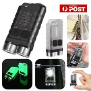 Mini Keychain Flashlight Pocket LED Light Magnetic Lamp Camping Work Torch USB