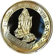 One Day at A Time Praying Hands Classic Black Gold Plated Tri-Plate AA Medallion Sobriety Chip Serenity Prayer Back