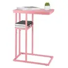 C Shaped End Table, Side Table for Couch and Bed, Small Side Table for Pink