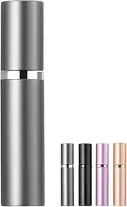 [BRARIOS] Refillable Portable Mini Perfume Atomizer for Travel, 5ml Luxury Empty Leakproof Pump Perfume Spray bottle Atomizer for Man and Woman (J-Grey)