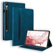 Case for Samsung Galaxy Tab S10 FE Plus/FE+ 13.1-inch (2025) SM-X620/X626B, PU Leather Retro Folio Shell Wallet Case with Card Slots, Multi-Angle Stand Shockproof Cover (Blue)