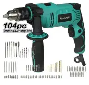 Impact Drill Driver 104pc Bit Set Perfect Holiday Gift Idea Hammer Drill Cord...
