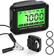 DDayuanwei Small Engine Tachometer, Digital Tachometer Tach Gauge with Clip, Inductive Hour Meter Battery Replacement for Gas Small Engine Cropper Generator Lawn Mower RV Chainsaws Outboard Motor