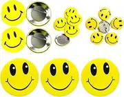 [JMCo] 3 Pack Yellow Smiley Face Badge Pin Pride Emoji Emoticon Mini Button Loot Bag Birthday Happiness