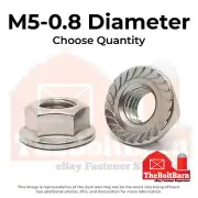 M5-0.8 A4-70 Stainless Steel Serrated Hex Flange Nuts Coarse Thread (Pick Qty)