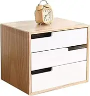 Solid Wood D File Cabinet Organizer, Multi-Drawer Storage for A4 Files, Jewelry, CD, 3 Tier Storage Solution