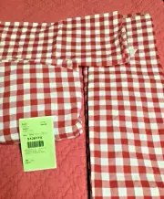 Pottery Barn Kids Red Gingham Checked 3 pc Sheet Set Crib or Toddler Bed NEW