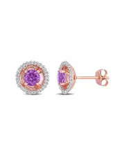 Rina Limor 10K Rose Gold 1.02 ct. tw. Diamond & Amethyst Earrings