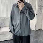 Long-Sleeve Plain Shirt Gray - 2XL