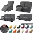 Polar Fleece Recliner Cover Elastic Solid Color Sofa Protector Cover 1/2/3/4Seat