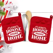 Less House More Home (2) Pocket Pot Holder Oven Mitt Hot Pad Bake 03reddblneo