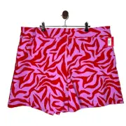 Spanx On The Go Polished Print Shorts 6" Pull On Stretch Shapewear Red 2X NWT