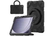 Samsung Galaxy Tab A9+ 11 inch 2023 Rotatable Handle Bracket & Shoulder Strap Shockproof Kids Super-Hero Case-Black&Black
