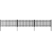 Durable Rustic Picket Fence with Posts - 3 pcs WPC Grey Outdoor Garden Barrier