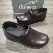Dansko Professional Cabrio Cordovan Smooth Leather Clogs Women Size 38