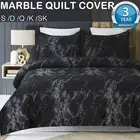 Black Marble Doona Duvet Quilt Cover Set Single Double Queen Super King Size Bed