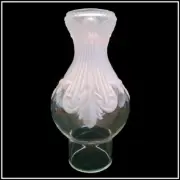 NEW 2-1/2" FITTER PRINCESS FEATHER LAMP CHIMNEY CLEAR BOTTOM, ETCHED TOP 006