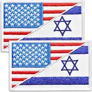 Bluyellow 2Pcs Israeli Flag American Flag Patch Set, Embroidered Hook and Loop Military Tactical Morale USA Israel Patch for Army Backpack, IDF Uniform, Tactical Vest, Helmet, Jacket, Hat, 2x3 Inches