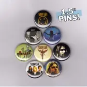NIRVANA 1.5" PINS / BUTTONS (nevermind in utero kurt cobain shirt patch logo)
