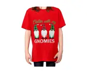 Kids Christmas T Shirt 100% Cotton Xmas Tee Boys Girls Red Tshirt - Gnomies A (Red)