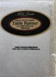 M.C.G. Textiles table runner white/gold Soft & Easy for cross stitch 13 X 38 in