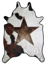 Real Mini Cowhide Rug Leather Binded - Size Small 24"x35" - Star