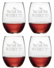 Susquehanna Set of 4 You Call This Witchy? Stemless Wine Glasses