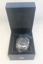 NOS Mens Cortebert CB-3006-01 Pennant Black Chronograph Watch w/ Box & Tags