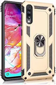 [TiHen] Case Samsung Galaxy A70, with Magnetic Ring Holder 360 Degree Full Body Protective Silicone Personalised Tough Armor Phone Case with Screen Protector for Samsung Galaxy A70 -Gold
