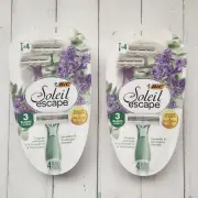 2× BIC Soleil Escape Women's Disposable Razors, 3 Blades, Lavender & Eucalyptus