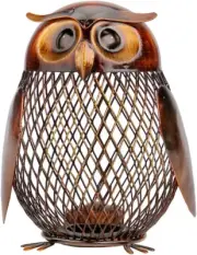 Piggy Bank for Adults, Owl Shaped Metal Coin Box, Coin Money Bank, Handwork Hand
