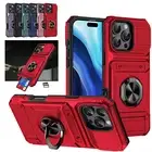 Shockproof Ring Stand Rugged Back Card Case For iPhone 16 Pro Max 15 Pro 14 13