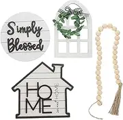 QUMIIRITY 1 Set Rustic Farmhouse Tiered Tray Decor Sign Bead Decoration Charming Kitchen Centerpiece for Home Party Present for Friends Family