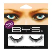BYS Triple Luxe 1g Lash Synthetic Hair Fake/False Eyelashes Makeup Lightweight