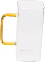 VINTORKY Clear Glass Drinking Cup with Handle Multi Function Beverage Glass for Milk Juice and Water Stylish Transparent Design for Home Restaurant and Cafe Use