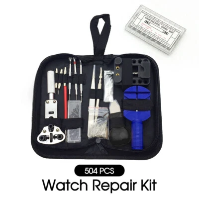 Watch Repair Tool Kit 504Pcs Watchmaker Back Case Opener Spring Pin Bars Remover