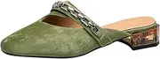 [Smilice] Women's Leather Mules Heeled Slide Sandals with Closed Square Toe