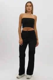 Black Cargo Pants Mid Rise - Size 16XL, Women's Cargo Pant