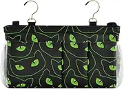 GuoChe Caddy For Bedside Happy Halloween Green Cartoon Hanging Organizer Bag With Pockets for Bunk Dorm Rooms and Hospital Bed Rails