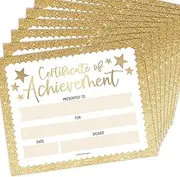 25 Certificate of Achievement Awards - 8 x 10" Student Award Certificates for Kids, Blank Award Certificate Paper, Preschool & Kindergarten Graduation Certificates