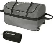 [ROCK CLOUD] Foldable Wheeled Duffel Bag with Wheels Rolling Duffle Bag Packable for Travel Sports Camping, Grey, 85L